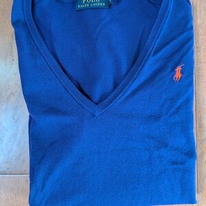 Polo by Ralph Lauren Men’s V-Neck Sweater in Royal Blue